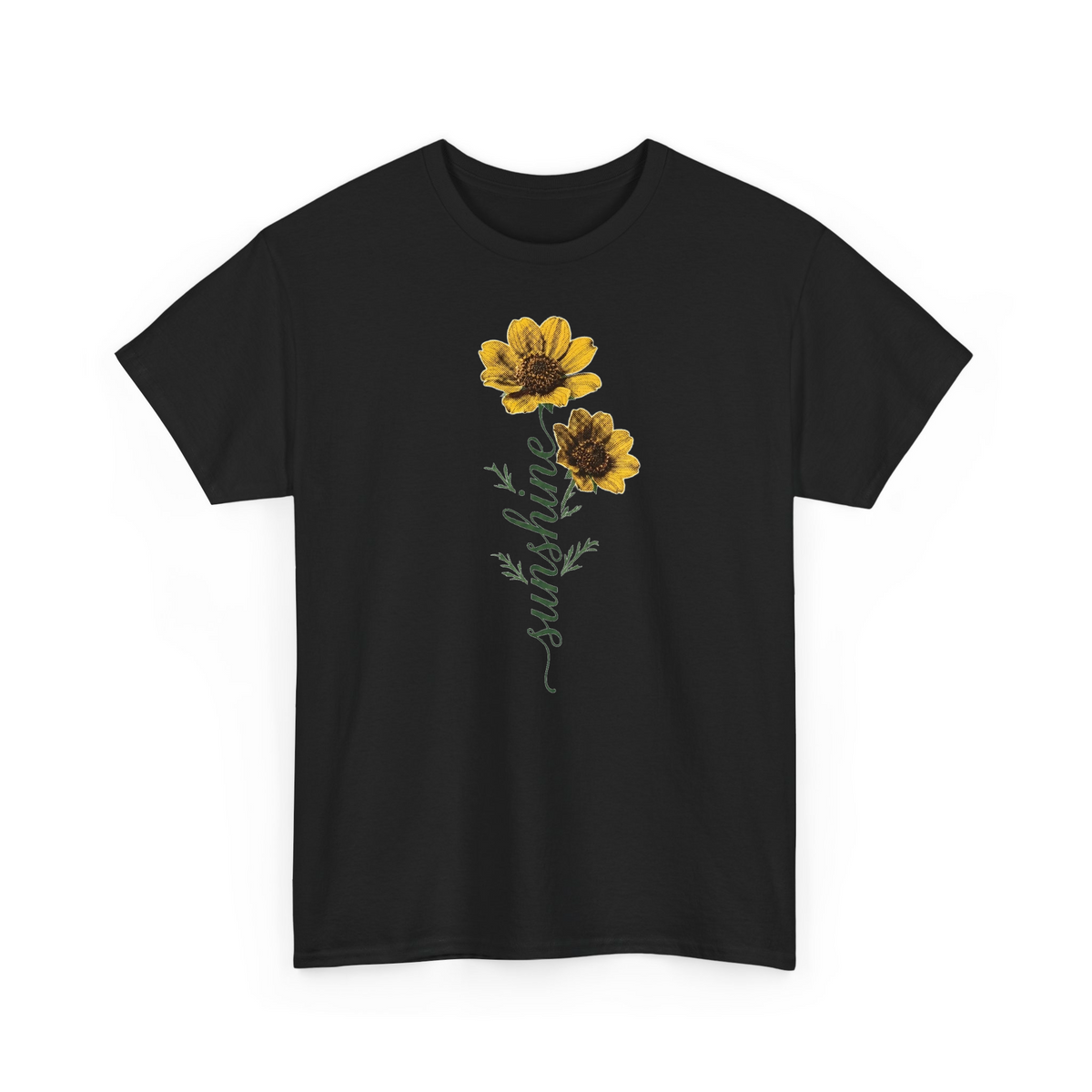 Sunshine Wildflower Botanical Typography Graphic msxi9k0e8it - Adult T-Shirt