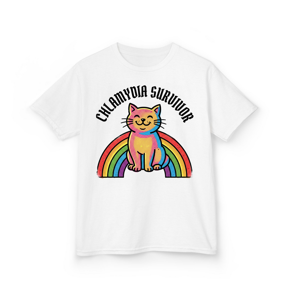 Chlamydia Survivor Smiling Cat Retro Graphic mso7oyxm9nc - Adult T-Shirt