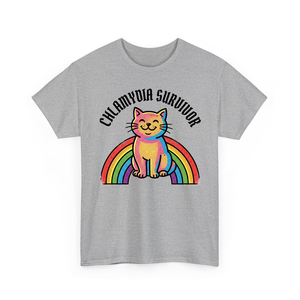 Chlamydia Survivor Smiling Cat Retro Graphic mso7oyxm9nc - Adult T-Shirt