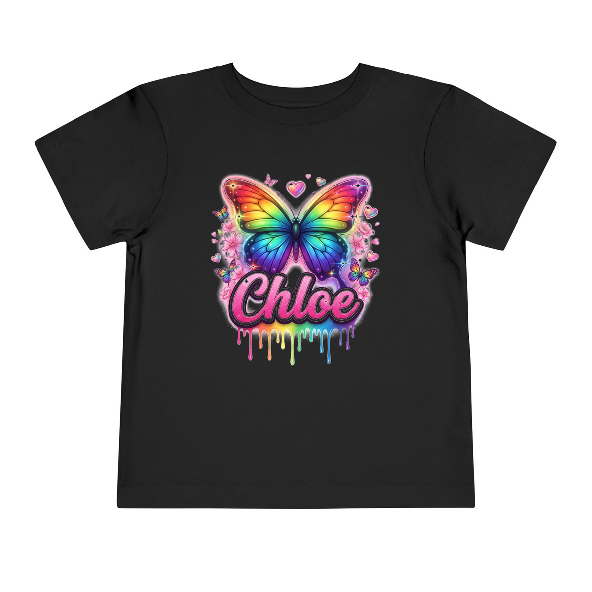 Chloe Rainbow Butterfly Airbrushed Name Design mt5e5663ozu - Toddler T-Shirt