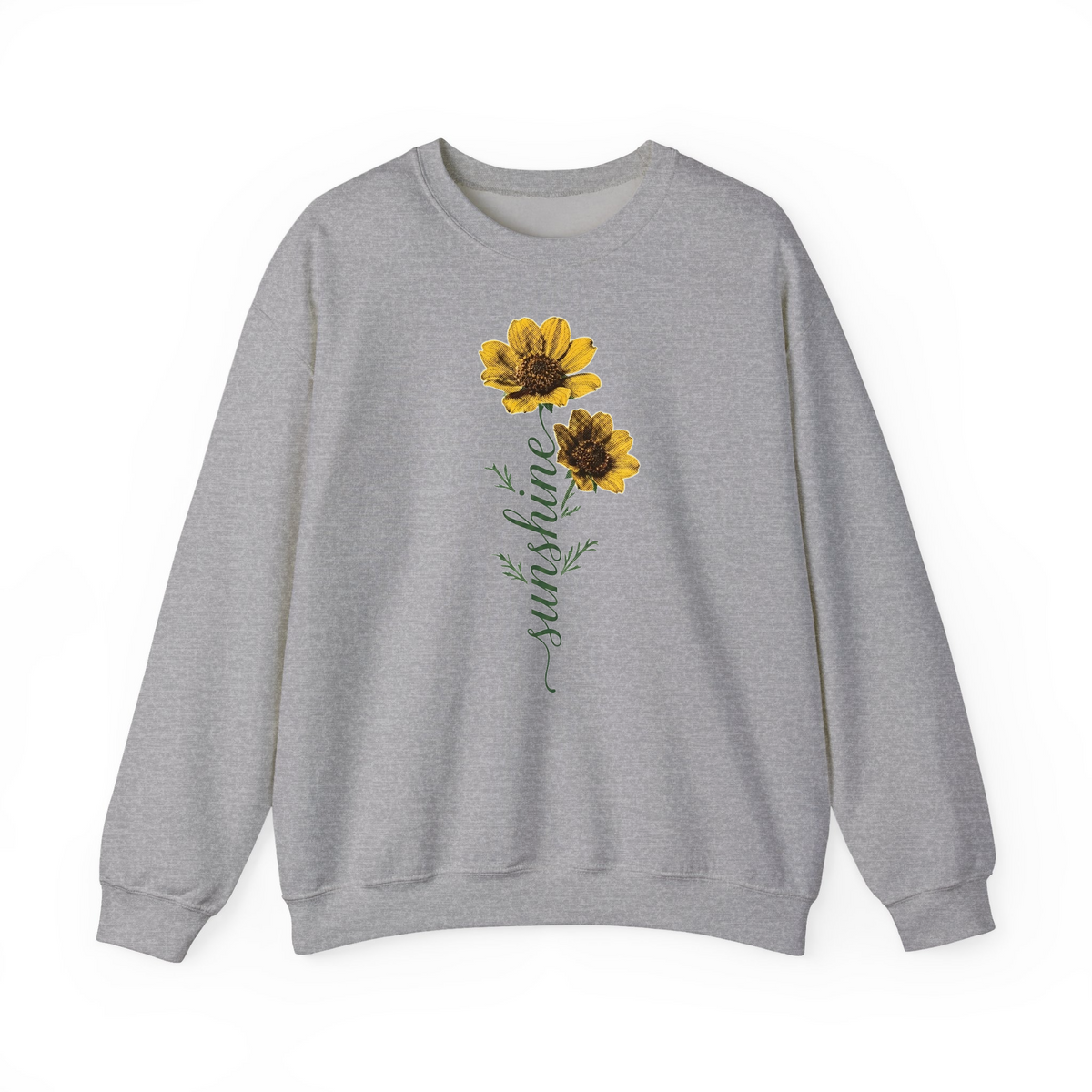 Sunshine Wildflower Botanical Typography Graphic msxi9k0e8it - Adult Crewneck Sweatshirt