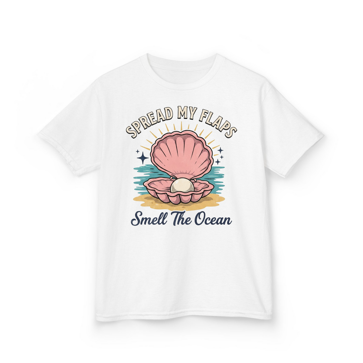 Retro Coastal Vibe Pearl Clam Graphic msonpo9f9st - Adult T-Shirt