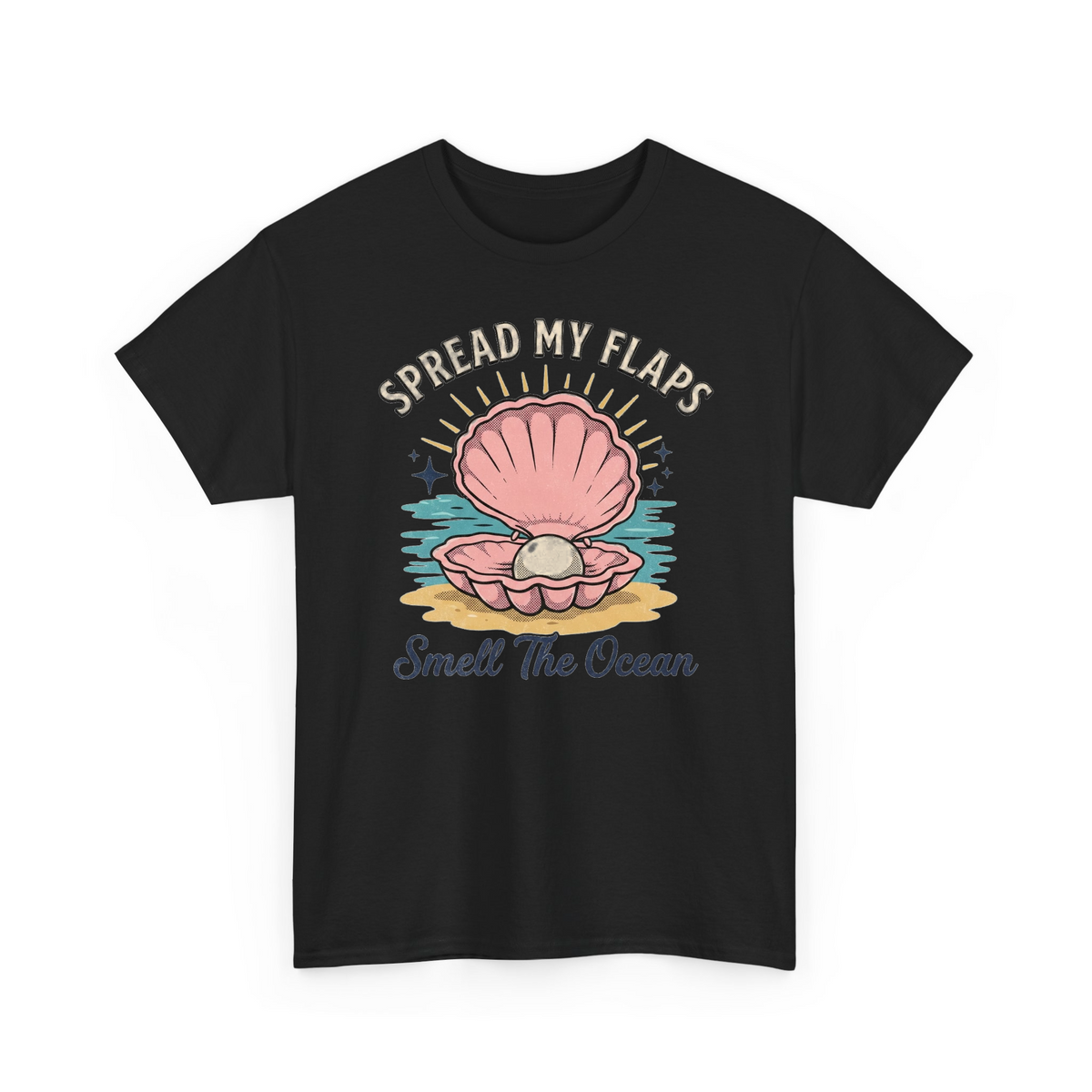 Retro Coastal Vibe Pearl Clam Graphic msonpo9f9st - Adult T-Shirt