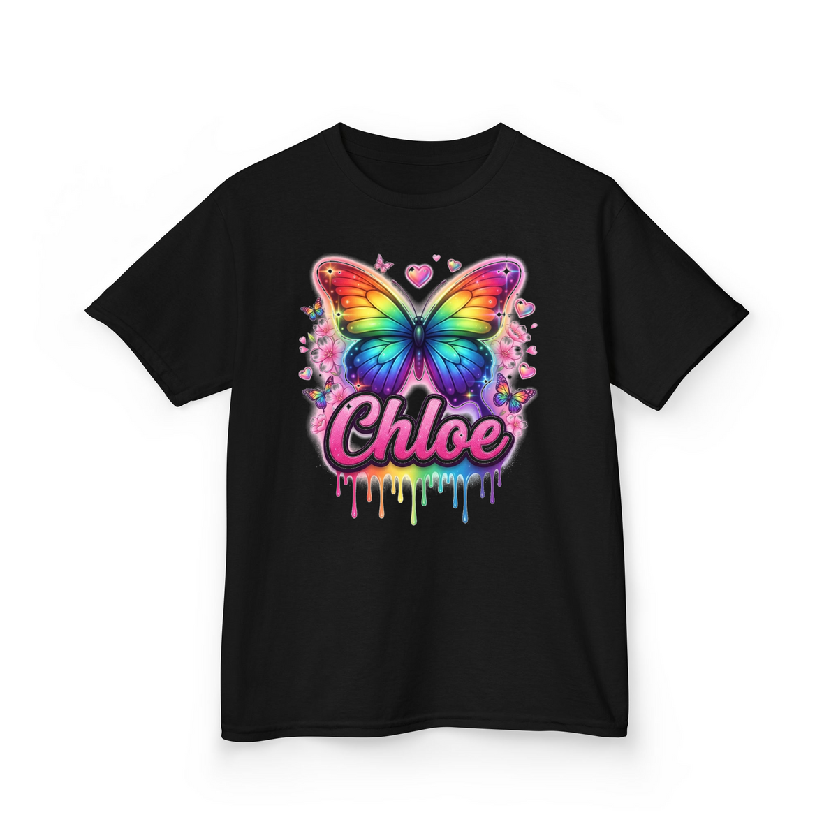 Chloe Rainbow Butterfly Airbrushed Name Design mt5e5663ozu - Youth T-Shirt