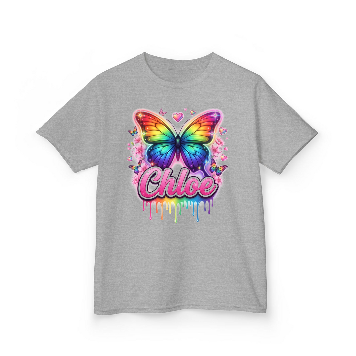 Chloe Rainbow Butterfly Airbrushed Name Design mt5e5663ozu - Youth T-Shirt