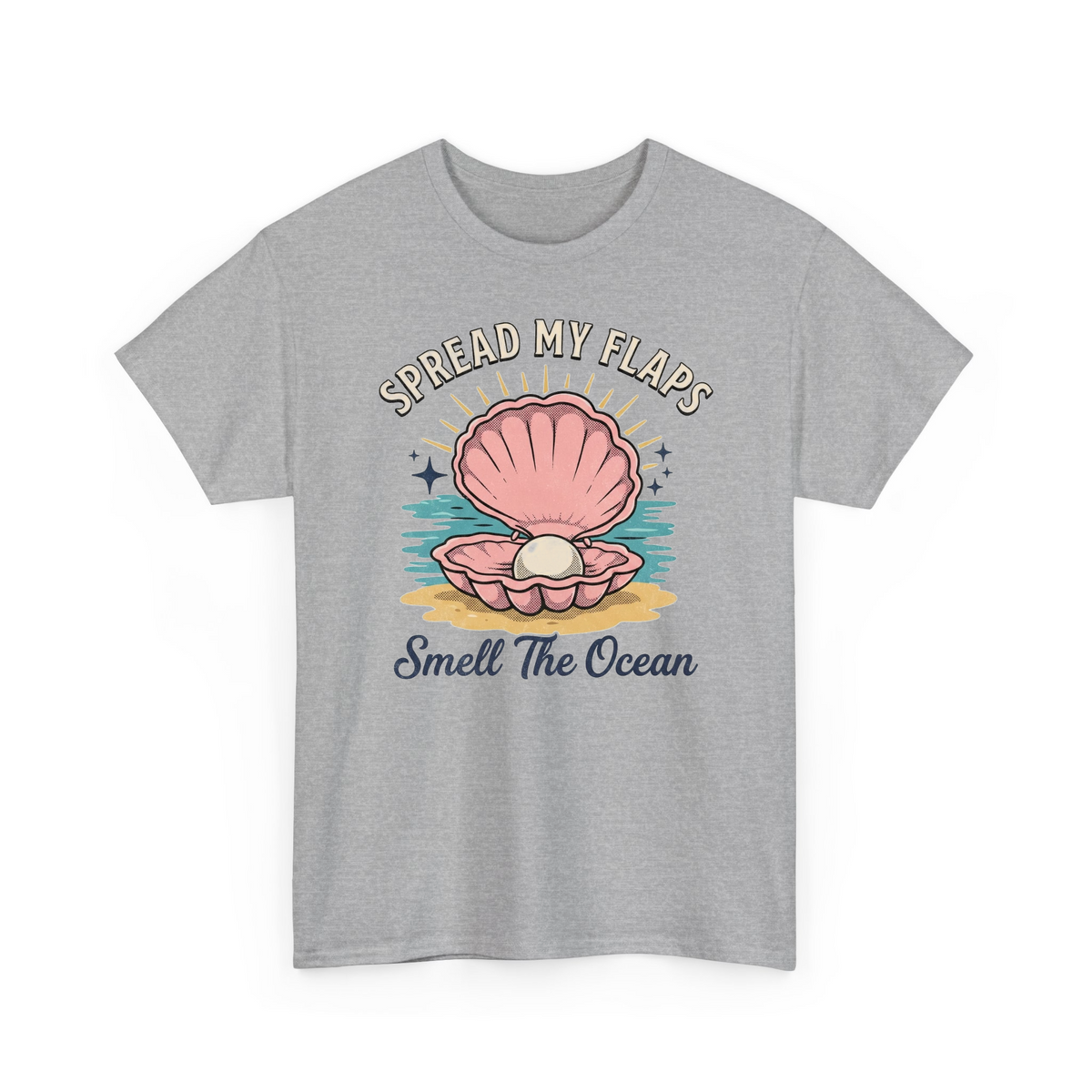 Retro Coastal Vibe Pearl Clam Graphic msonpo9f9st - Adult T-Shirt