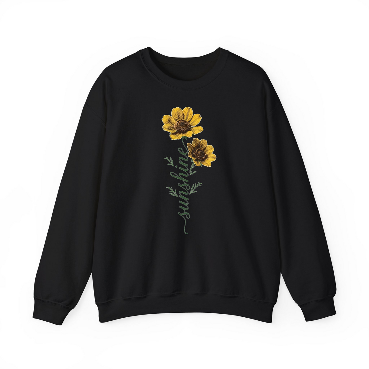 Sunshine Wildflower Botanical Typography Graphic msxi9k0e8it - Adult Crewneck Sweatshirt