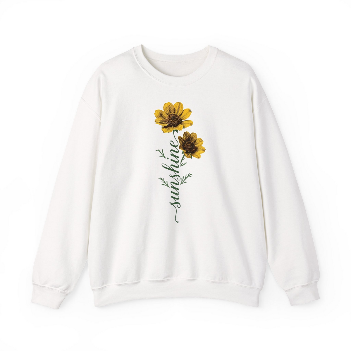 Sunshine Wildflower Botanical Typography Graphic msxi9k0e8it - Adult Crewneck Sweatshirt
