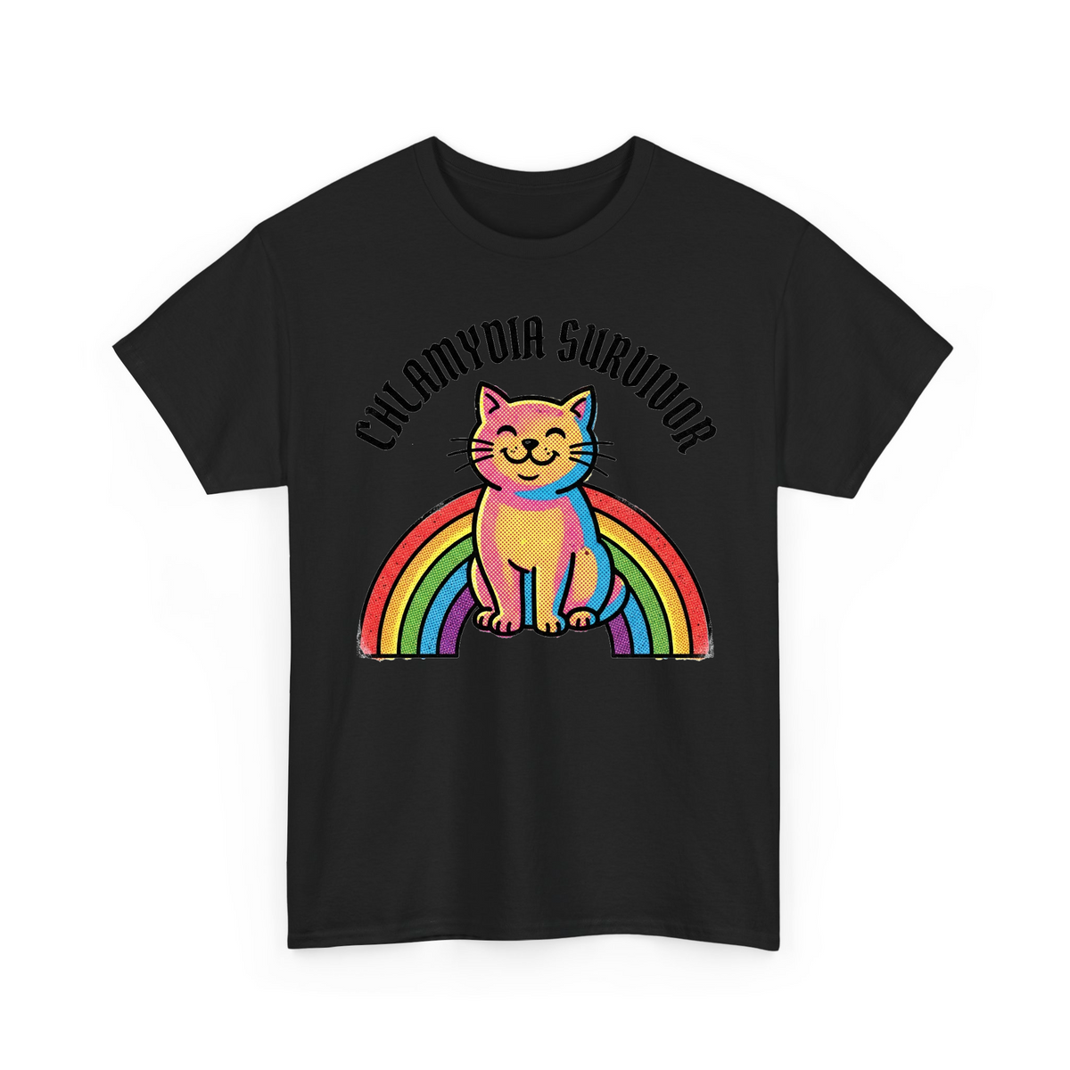 Chlamydia Survivor Smiling Cat Retro Graphic mso7oyxm9nc - Adult T-Shirt