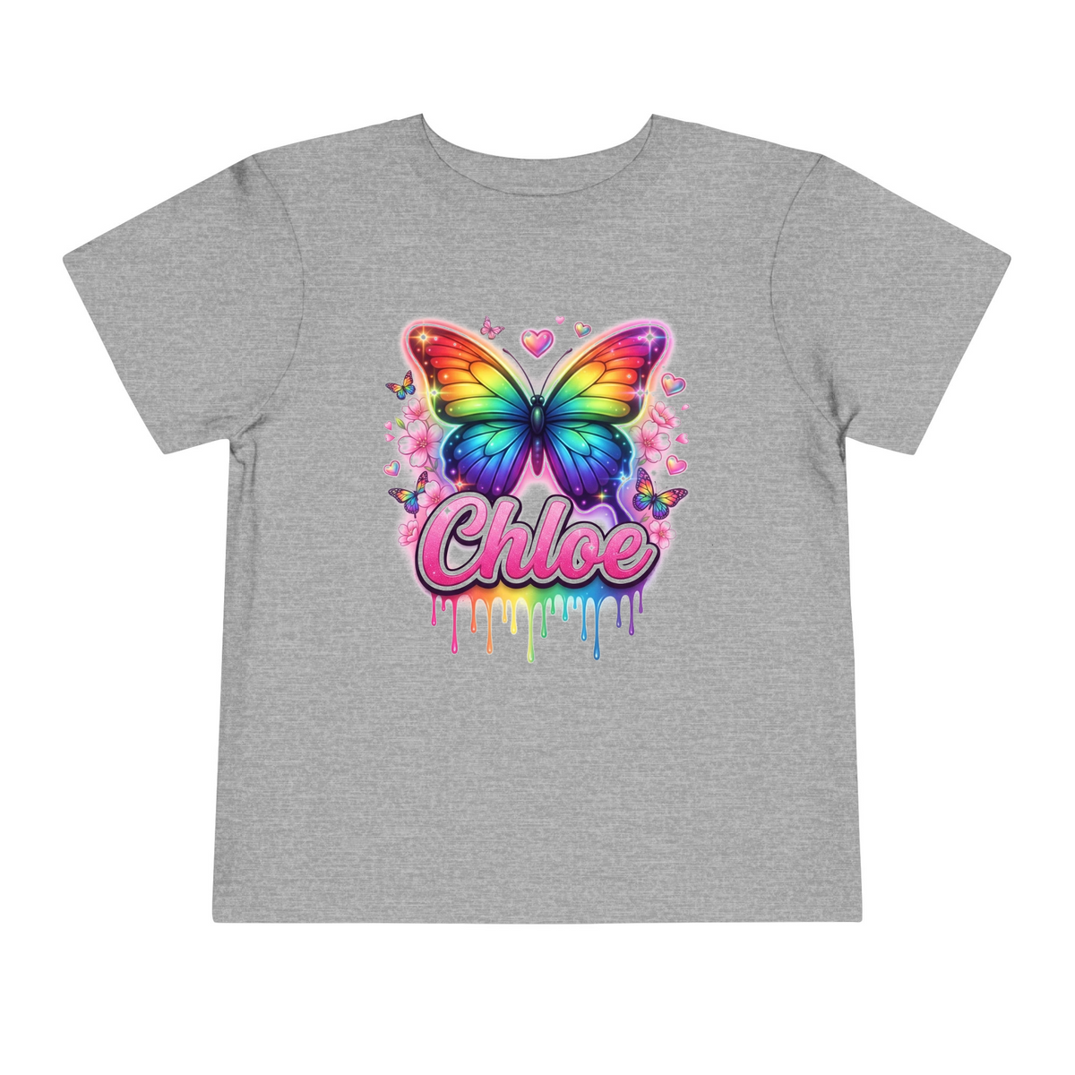 Chloe Rainbow Butterfly Airbrushed Name Design mt5e5663ozu - Toddler T-Shirt