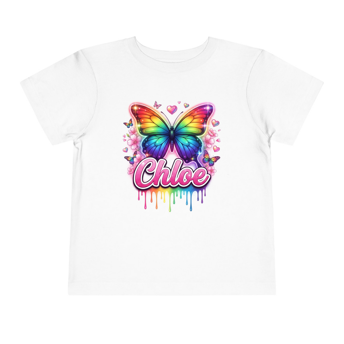 Chloe Rainbow Butterfly Airbrushed Name Design mt5e5663ozu - Toddler T-Shirt